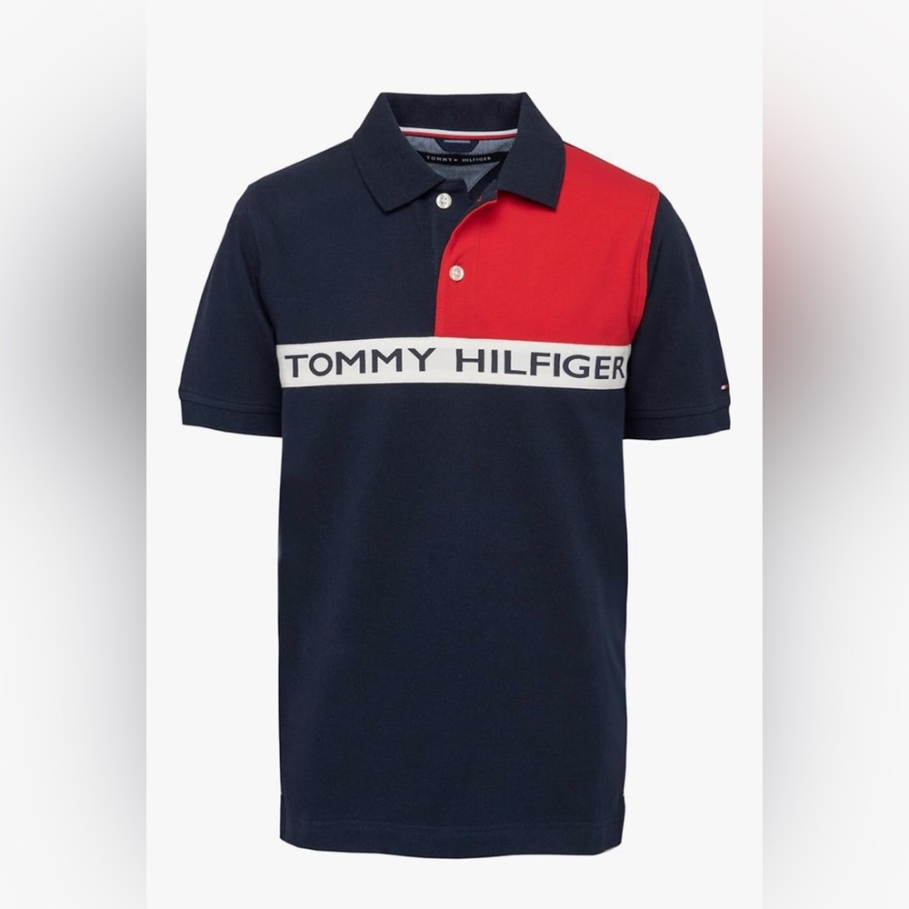 Tommy Hilfiger Blue and Red Polo Shirt Classic Style